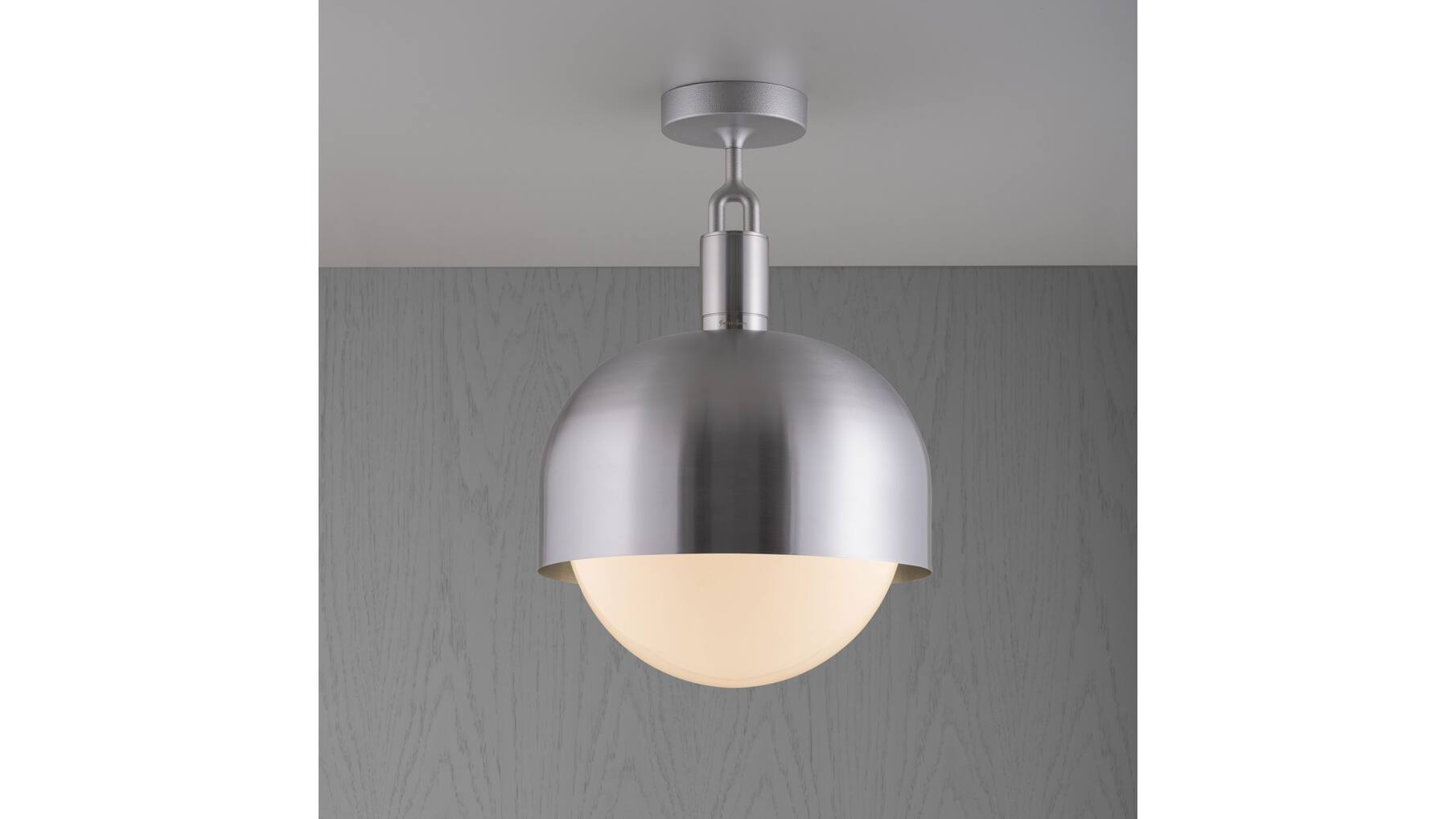 Forked Ceiling/Steel/Large Steel Shade/Large Opal Glob