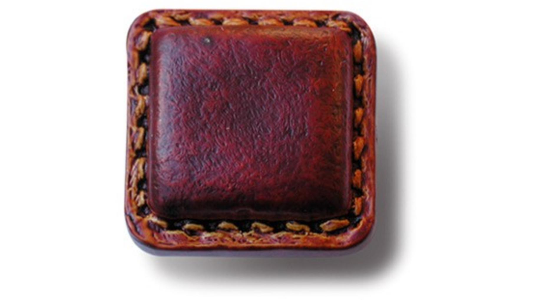 Knop nylon "bruin leder met stiksels" 40x40mm