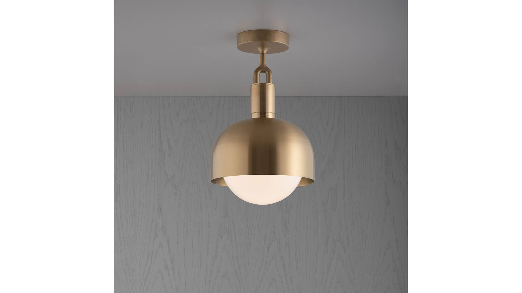 Forked Ceiling/Brass/Medium Brass Shade/Medium Opal Gl