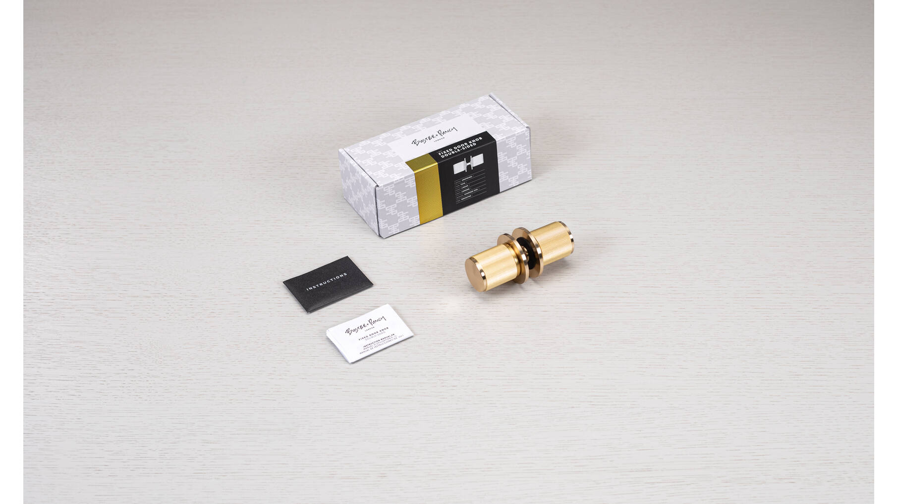 Fixed Door Knob/Double-Sided/Linear/Brass