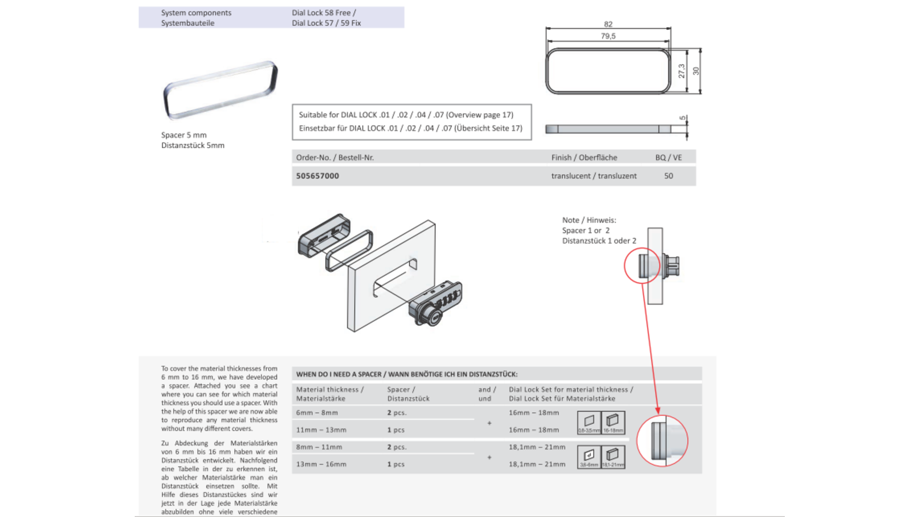 Opvulring voor codeslot -> slot geschikt voor volkern 13mm