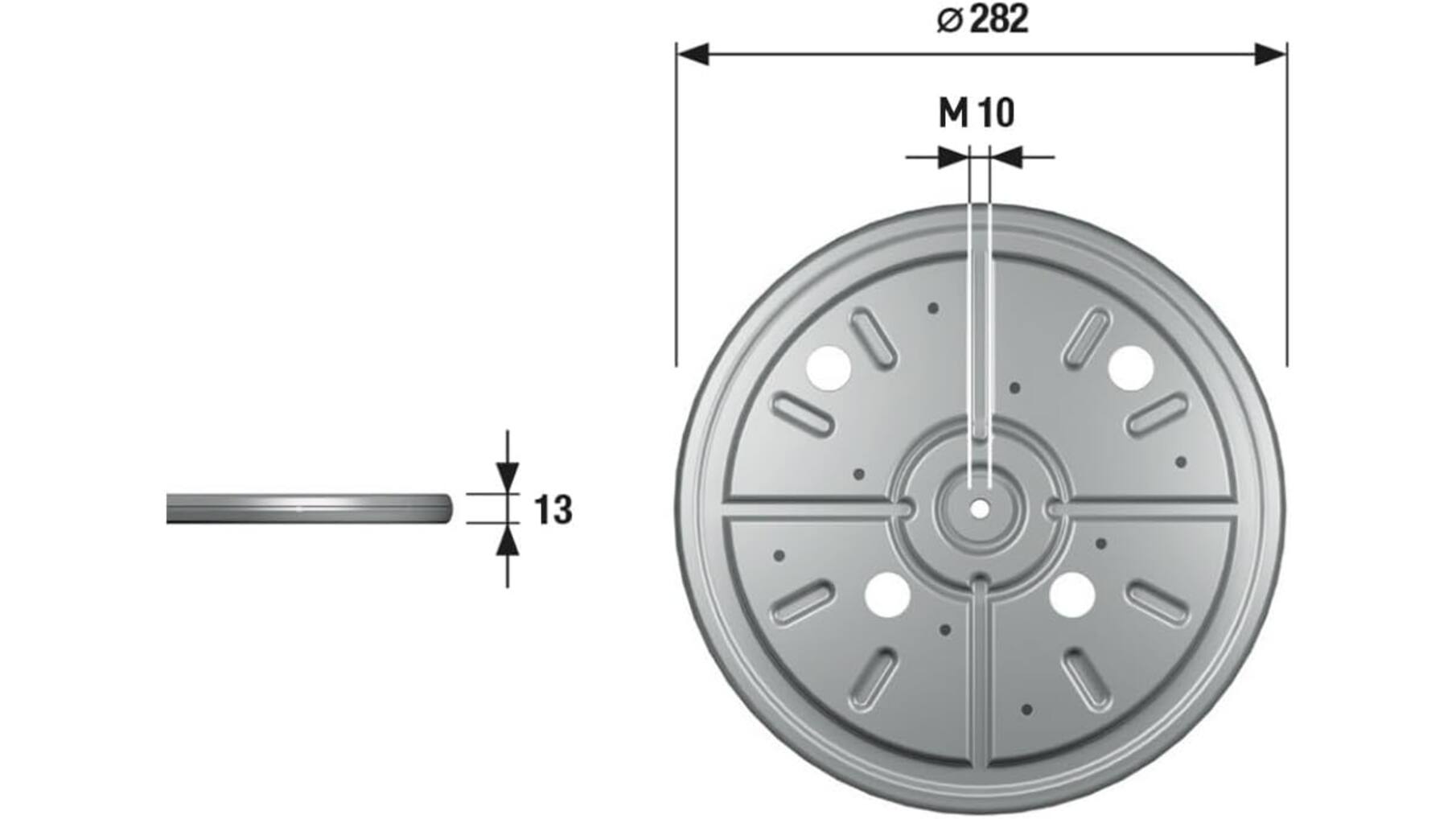 Draaiplaat diameter 282mm, dikte 13,5mm