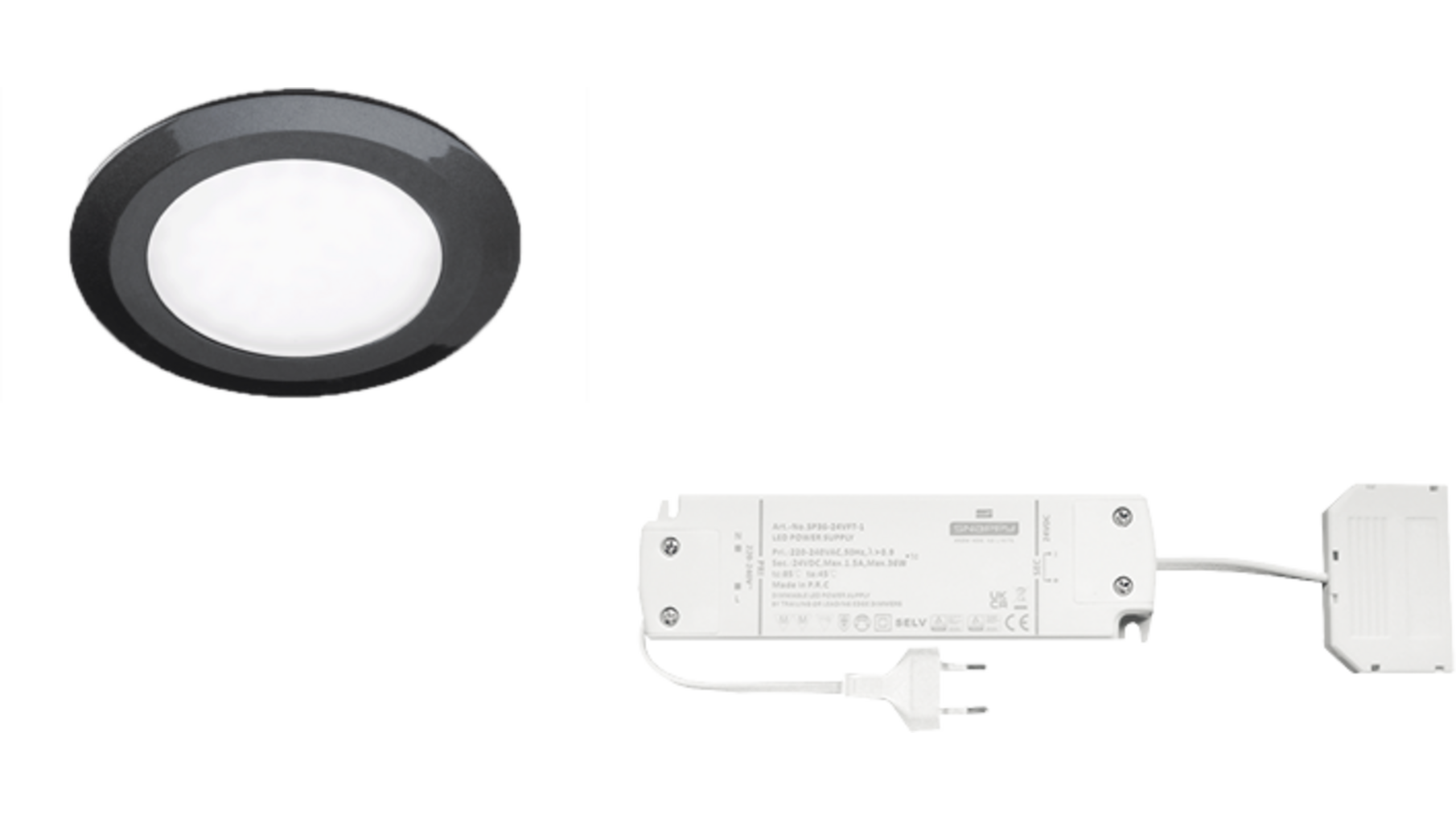 1x Date zwart 12V + RL-dimbare driver 30W