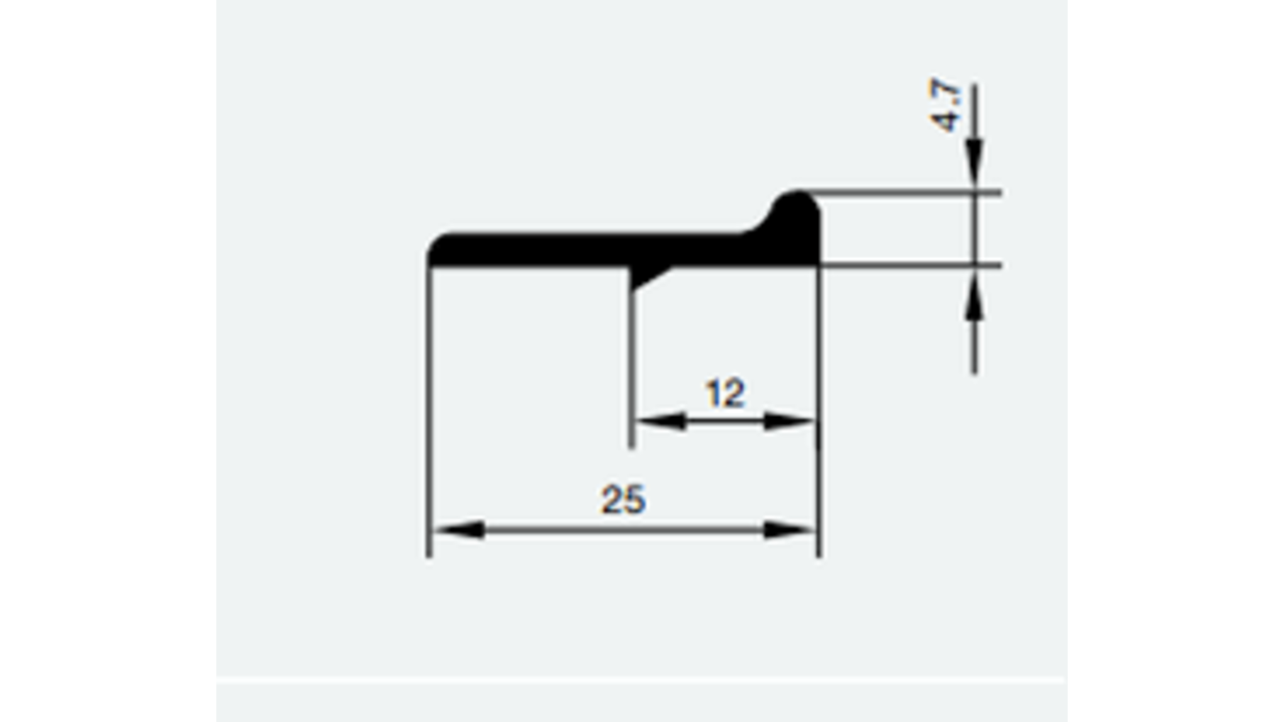 Aanslaglijst 25mm zwart lengte 2500mm