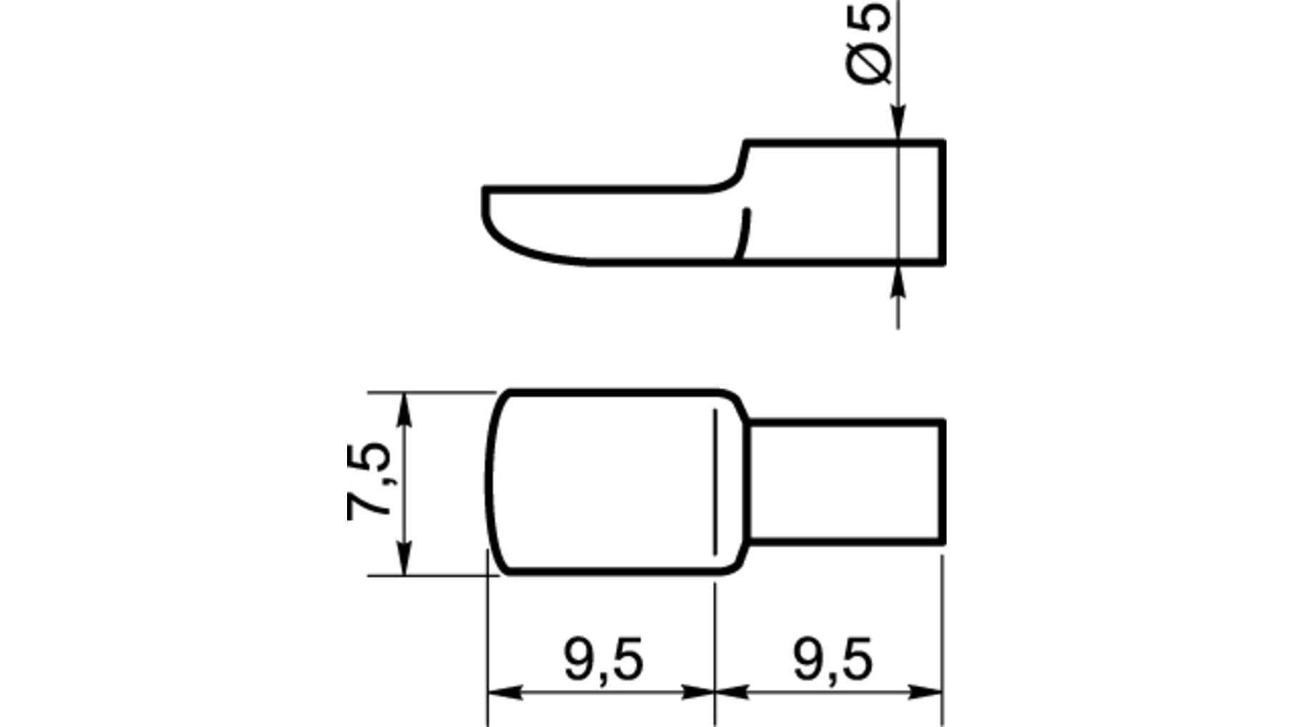 Plankdrager stift 5mm lepelmodel vernikkeld