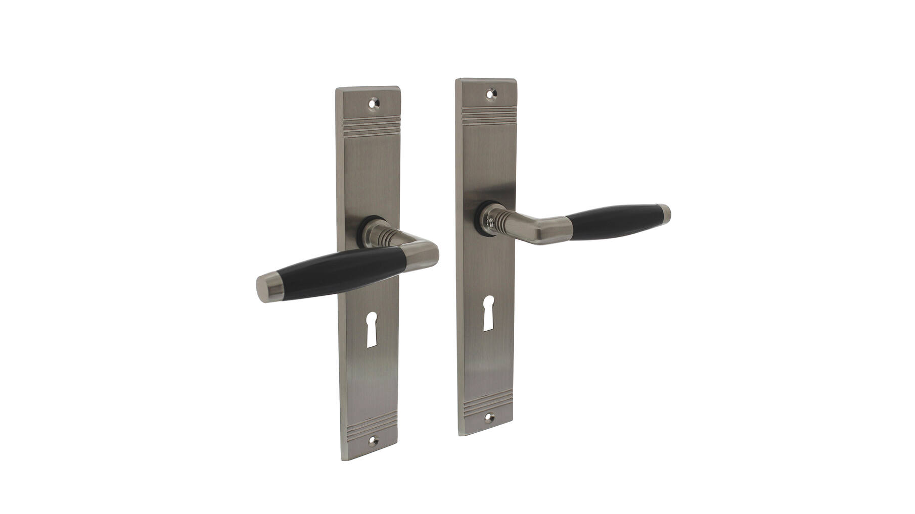 Deurkruk Ton Basic met schild sleutelgat 56mm nikkel mat