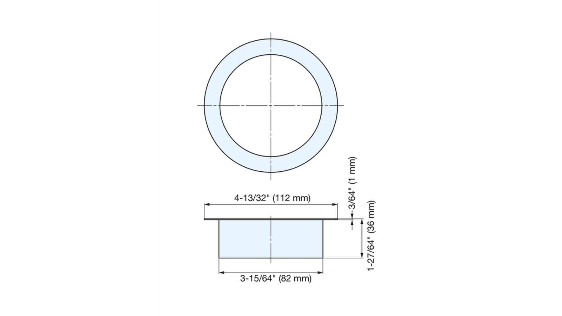 Afvaldoorlaat rond RVS mat, boormaat 82mm, geen deksel