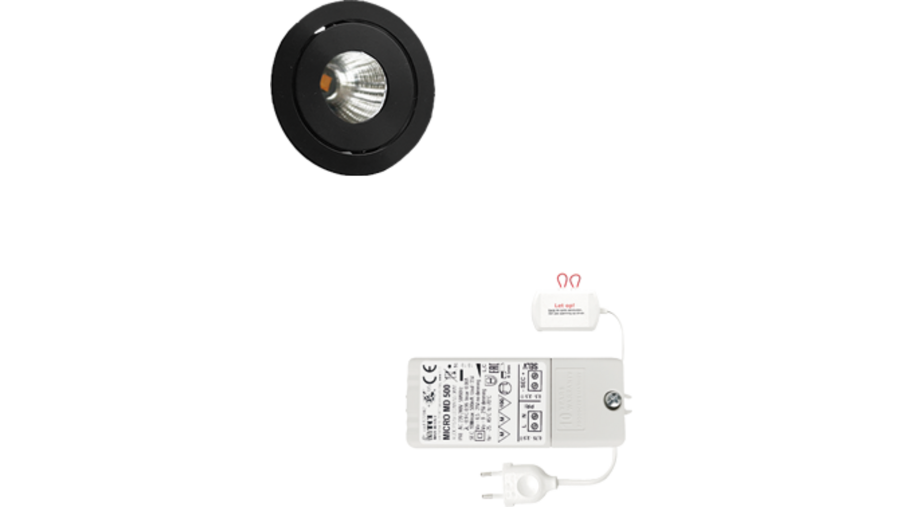 5x Ancona zwart DTW 3000K-2200K+5x verleng+Driver RL dimbaar