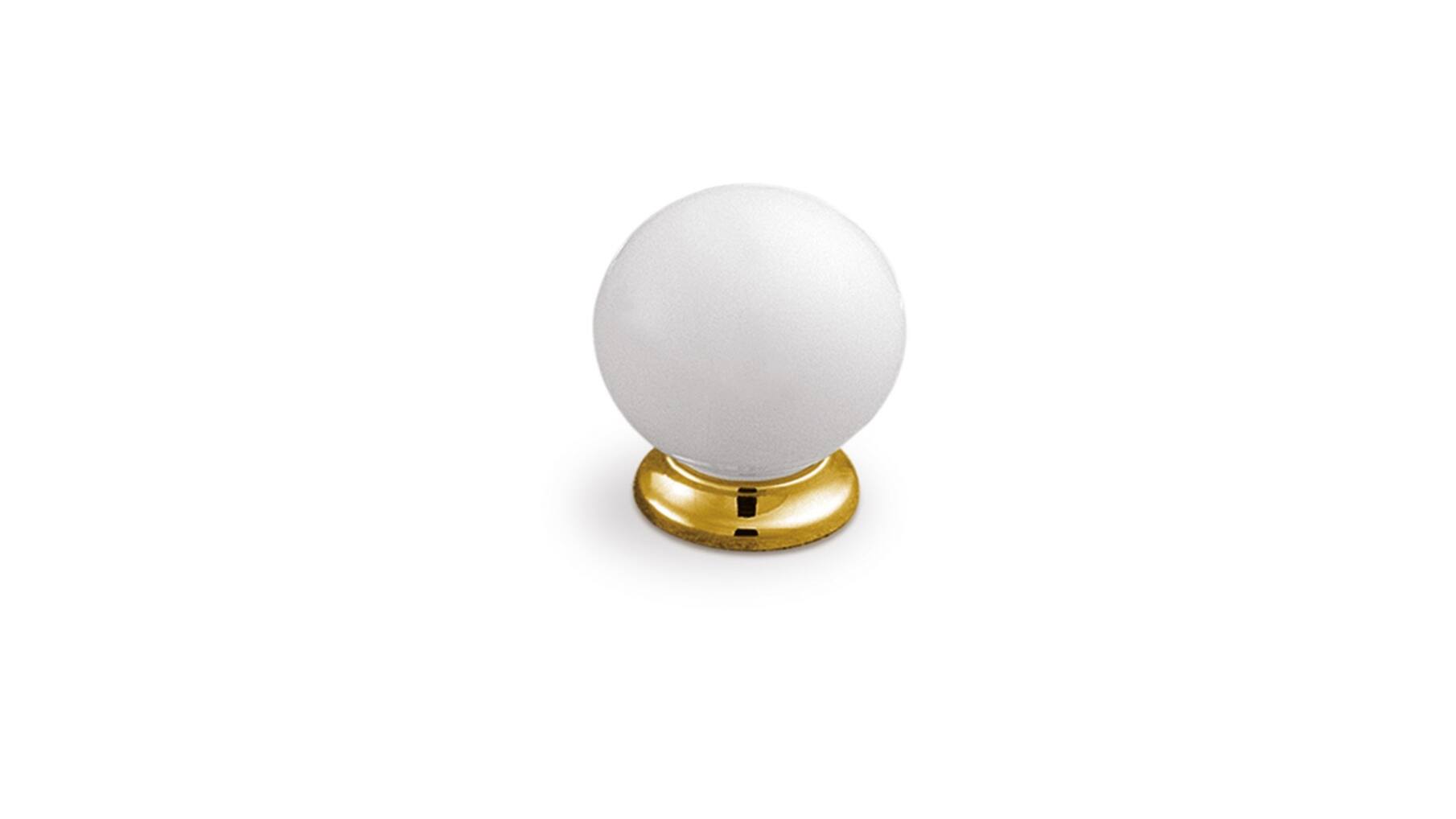 Knop kunststof wit diameter 34mm met voet glans vermessingd