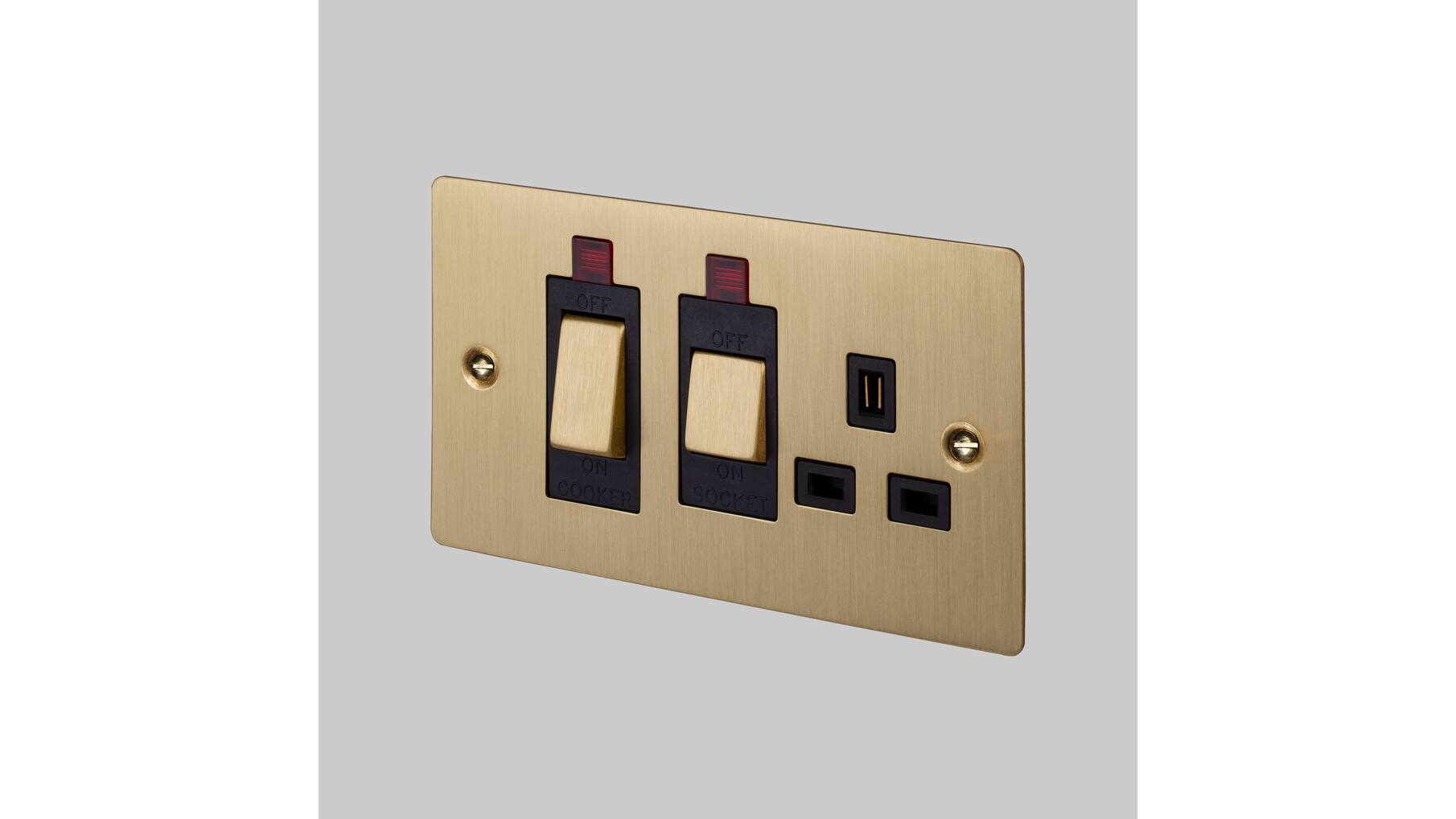 Cooker Control Unit w/ Neon - Brass - Black Interior