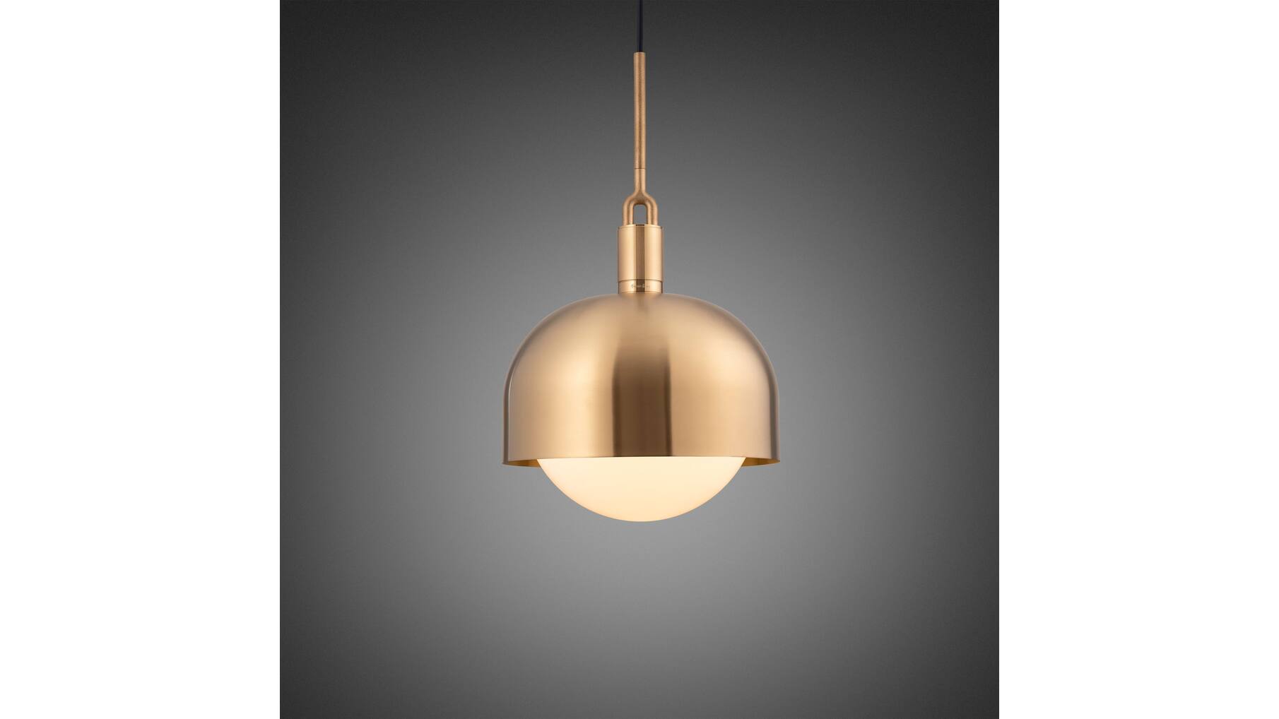 Forked Pendant/Brass/Large Brass Shade/Large Opal Glob