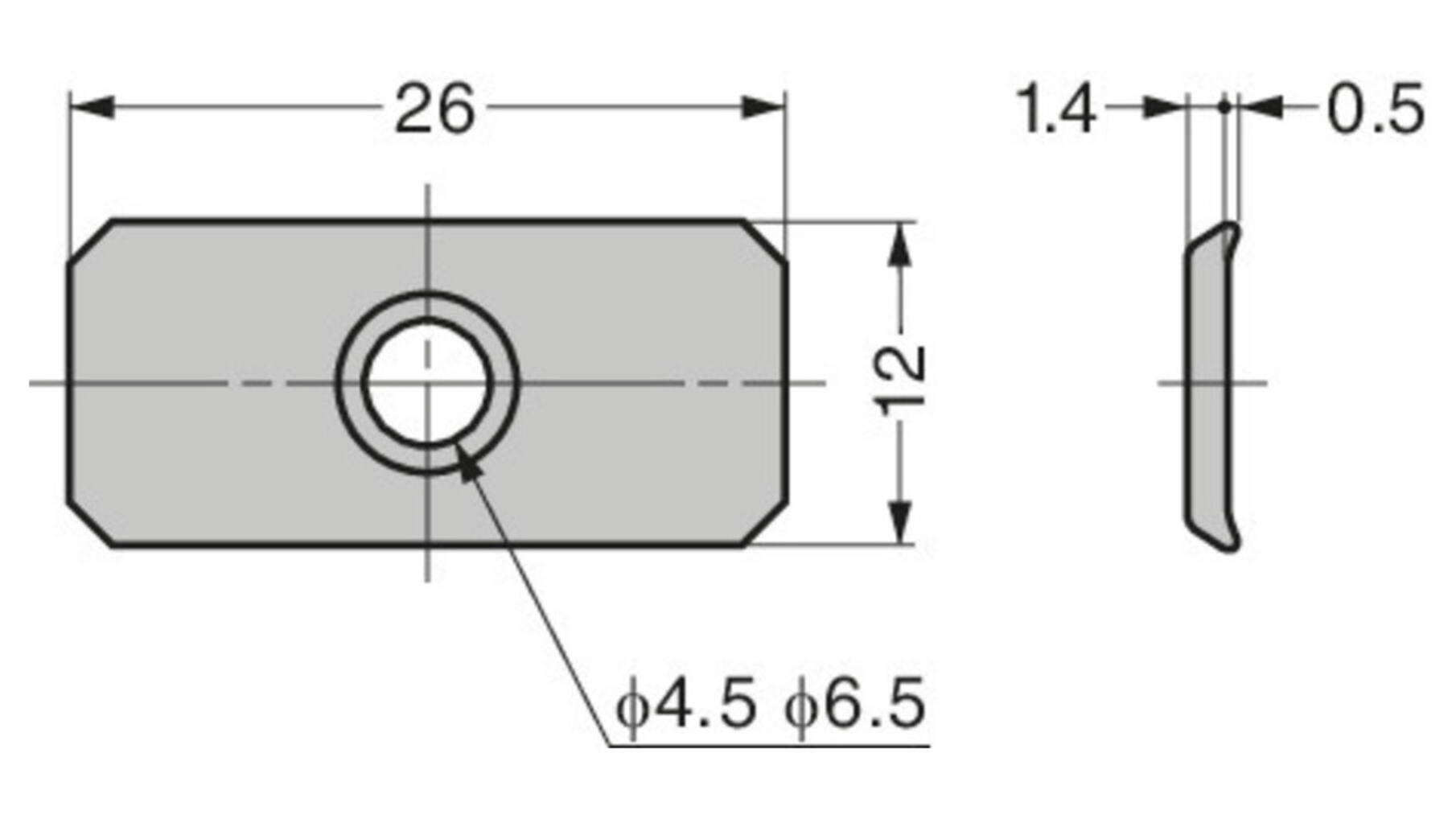 Contraplaat 28x12x1.4mm staal verzinkt voor magneetsnapper