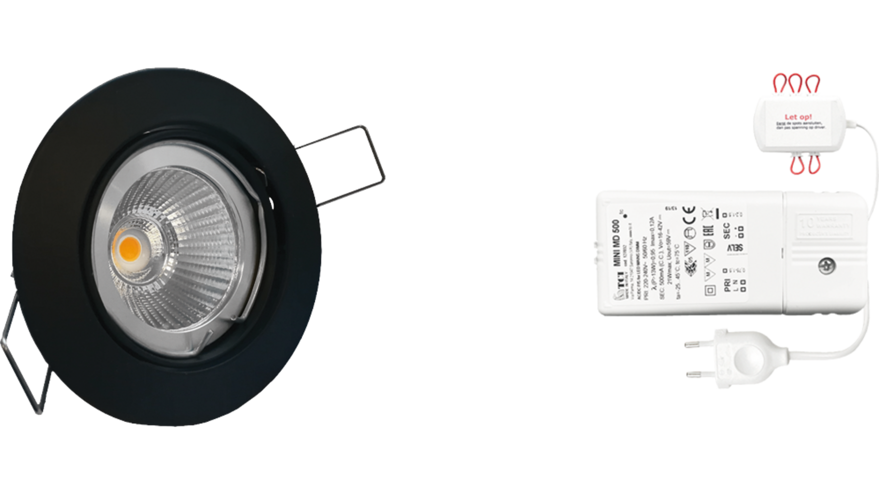 2x  rond zwart+2x powerled+2x verl+ driver