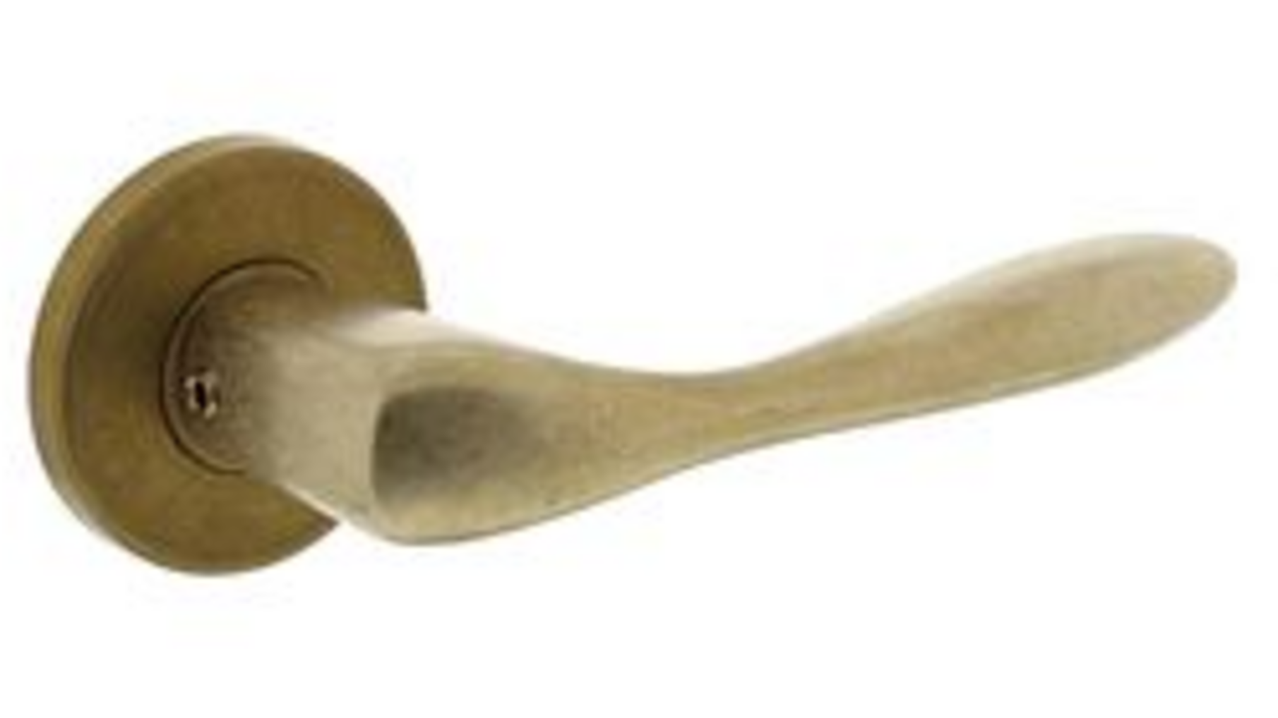 Deurkruk Banaan met rozet ø49x7mm verdekt messing getrommeld