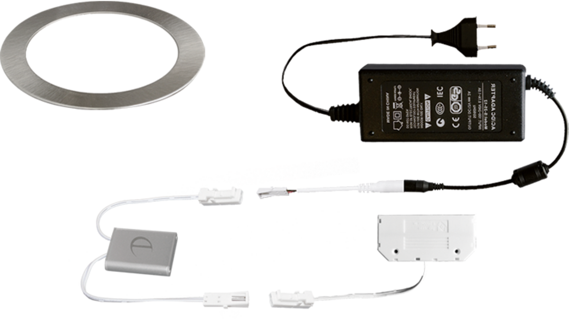 7x Smally 24V RVS Look + Dotti TouchDimmer + driver 24V/24W