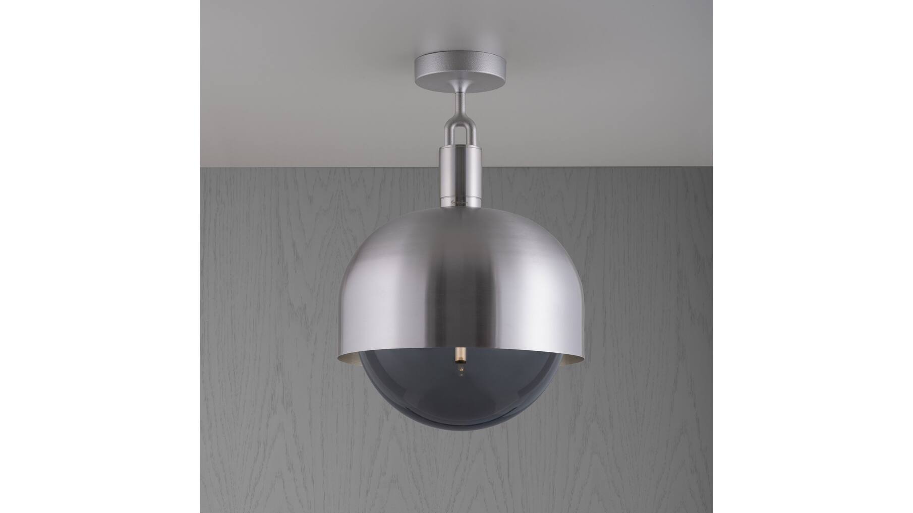 Forked Ceiling/Steel/Large Steel Shade/Large Smoked Gl