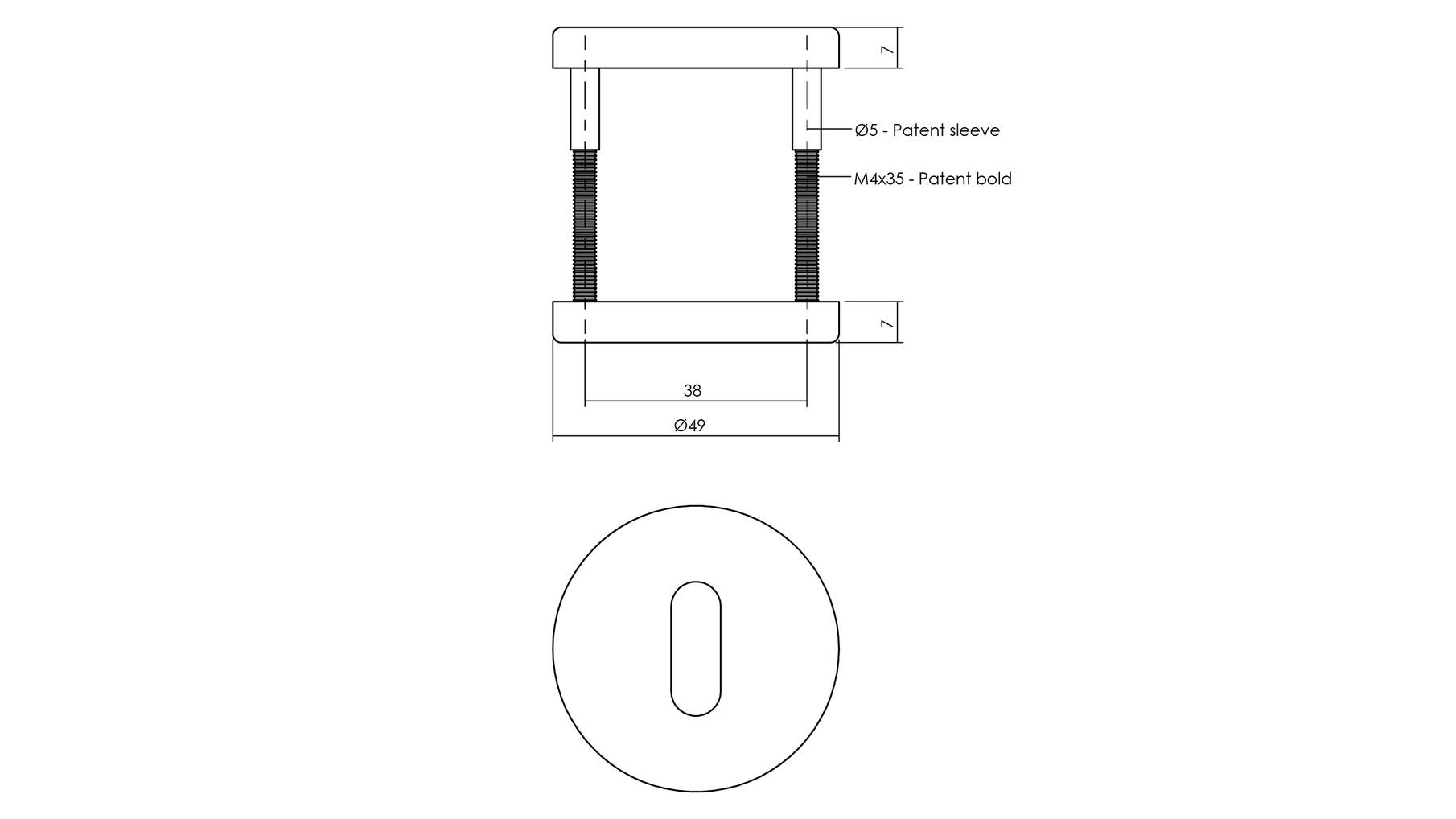 Rozet met sleutelgat ø49x7mm grijs