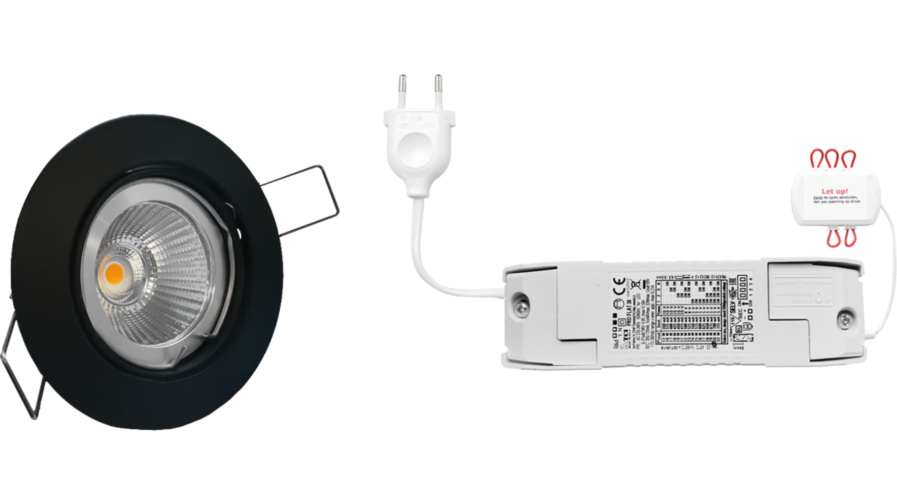 6x  rond zwart+6x powerled+6x verl+driver