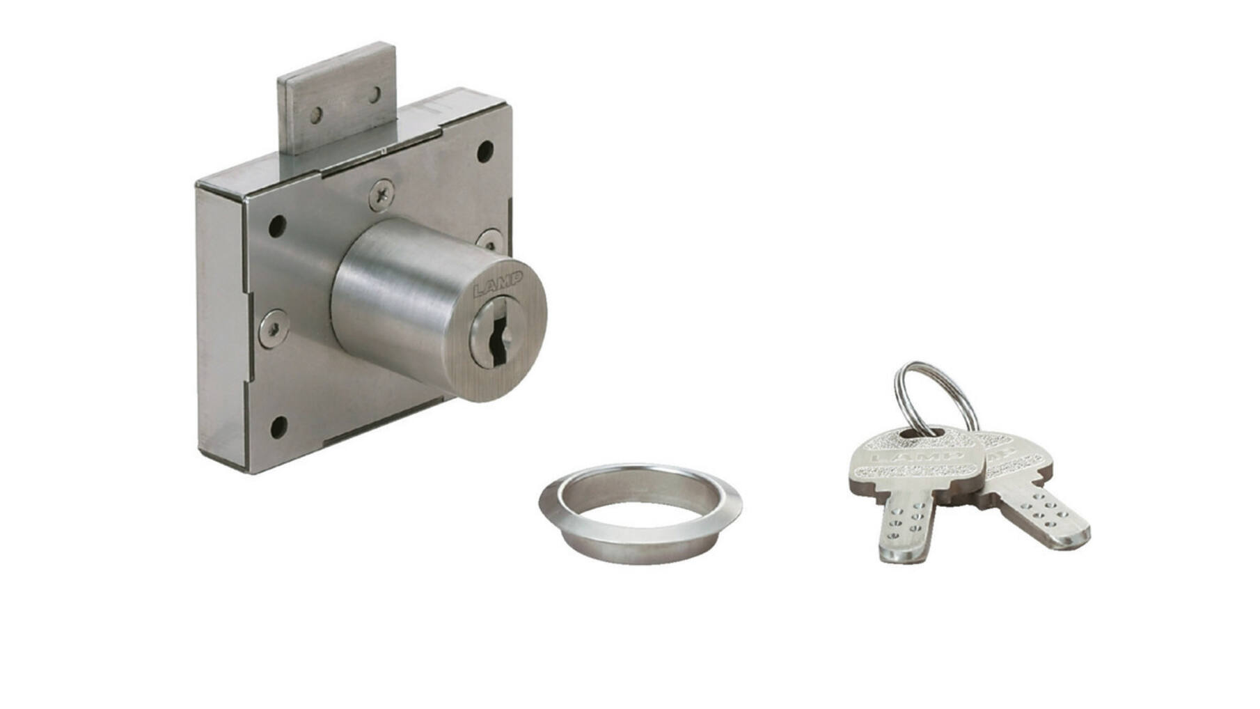 Oplegslot RVS cilinderlengte 30mm, gelijksluitend