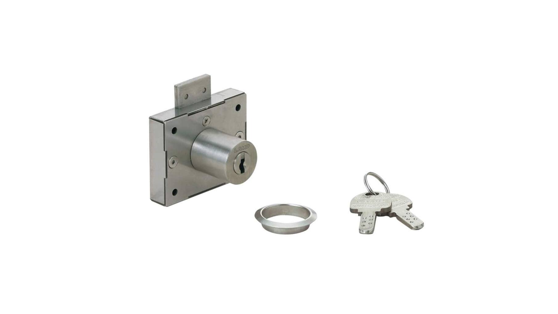 Oplegslot RVS cilinderlengte 30mm, gelijksluitend