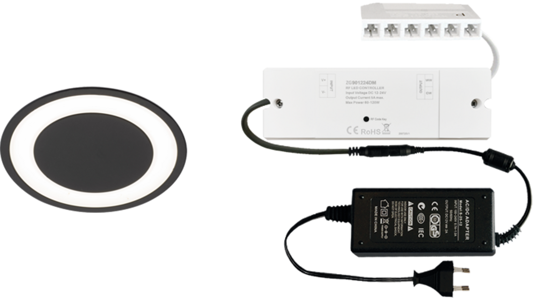 1x Kronos mat zwart D-Motion + ZigBee ontvanger + Driver 24W