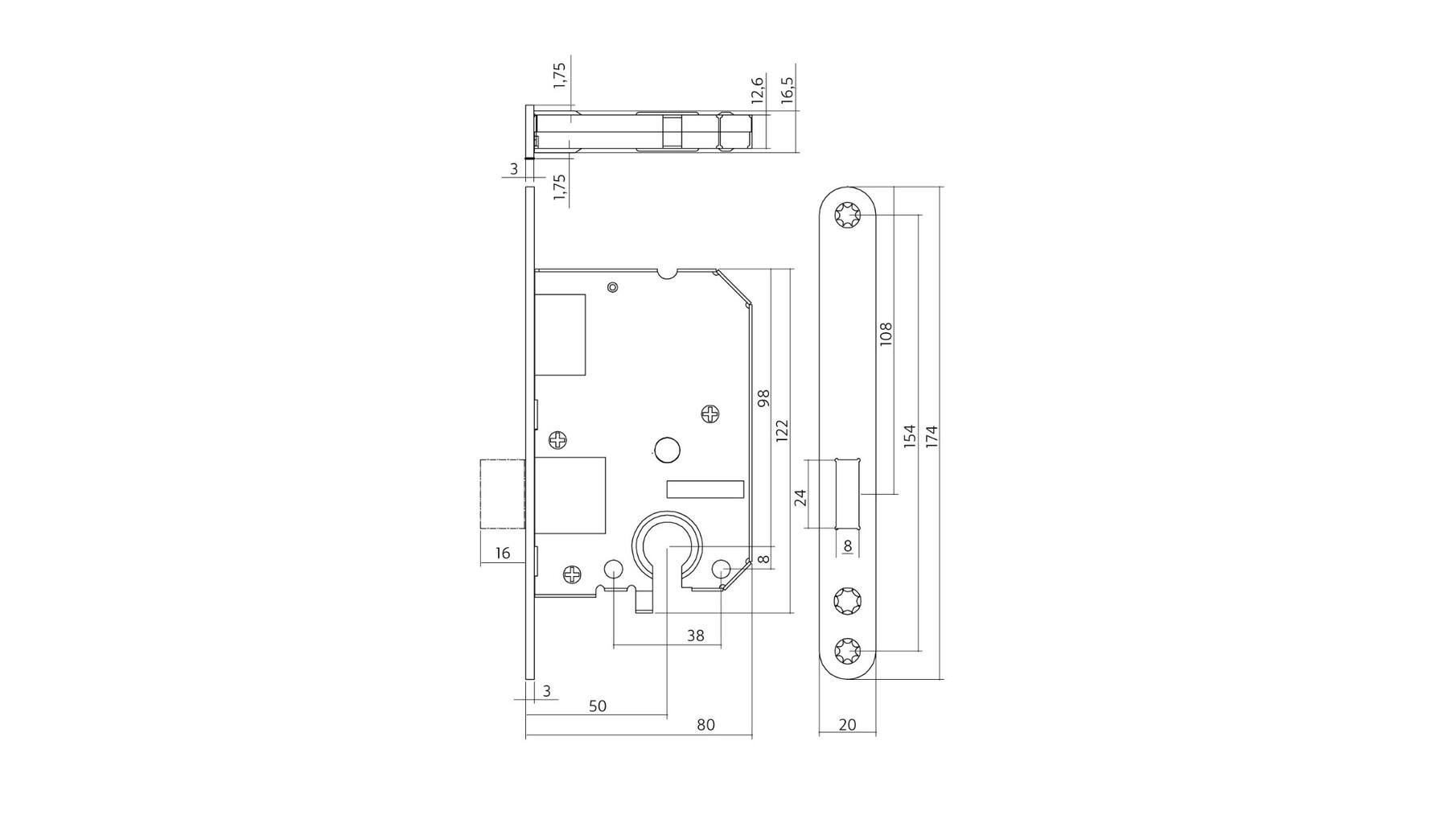 Woningbouw cilinder kastslot 55 mm rvs geborsteld