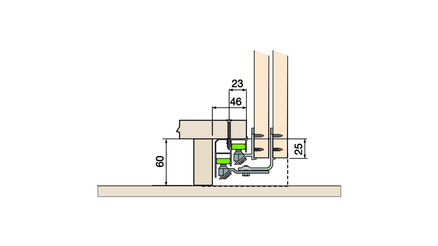 Ocean 1 onder geleidingsrail, lengte 3500mm