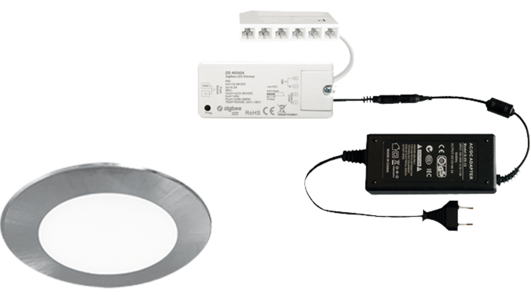 5x Atom RVS Look 24V + ZigBee ontvanger + Driver 24W