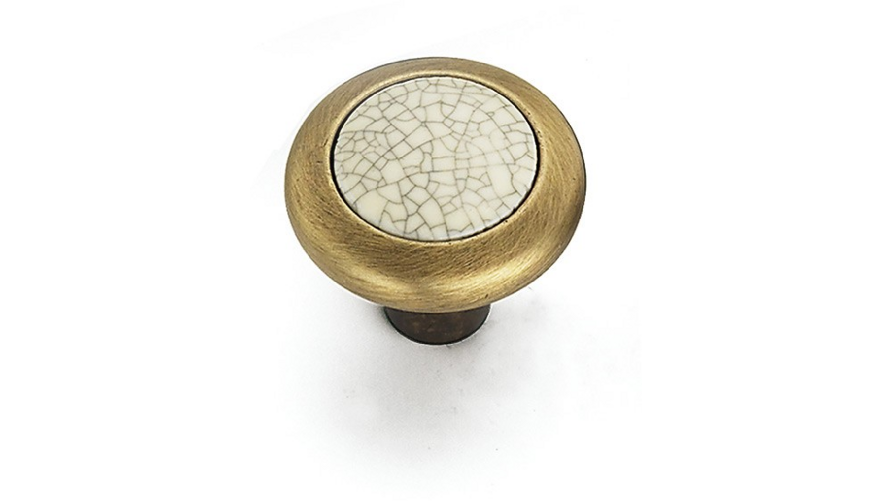 Knop brons geborsteld 34mm met gebarsten porselein