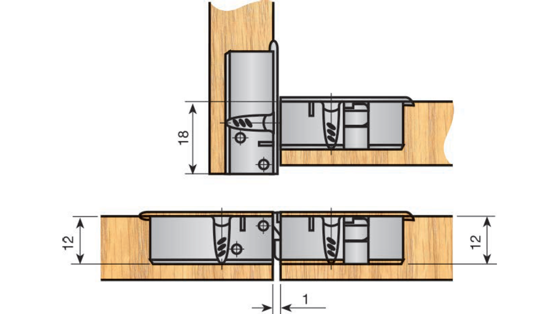 Klepscharnier 35x12mm vernikkeld