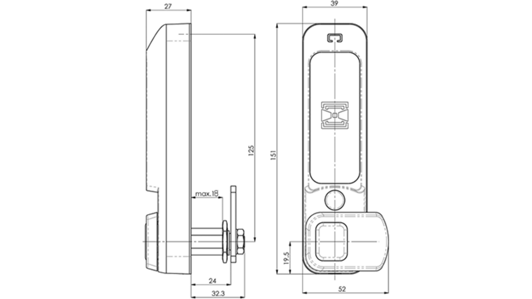Mauer ELLcam 2.0 Mifare® verticaal, zwart