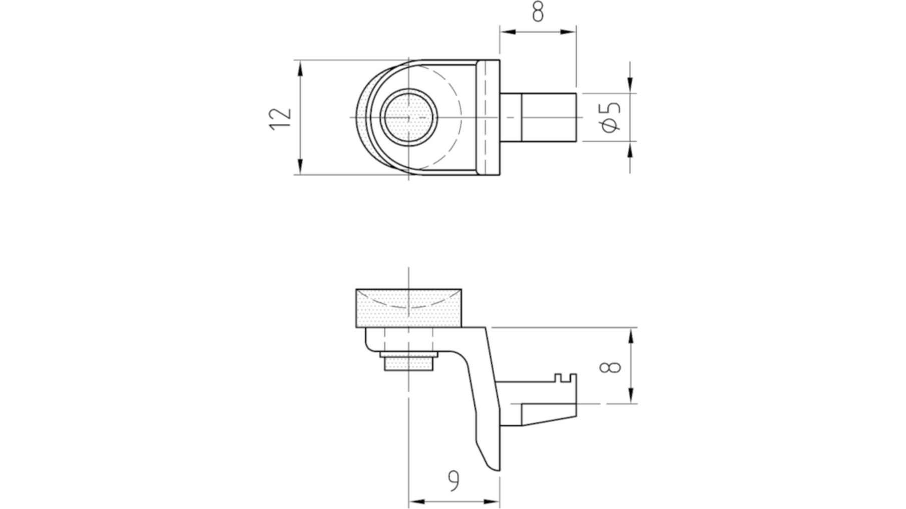 Glasplankdrager 5mm stift met zuignap, vernikkeld