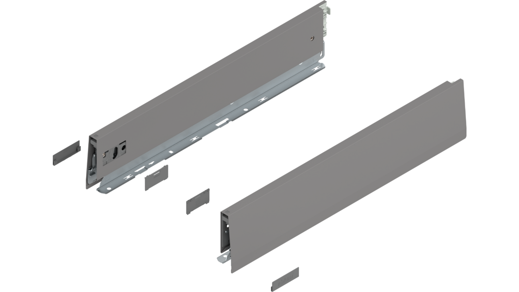 Merivobox zijkant M-hoogte, R+L, 450mm kleur: indium grijs