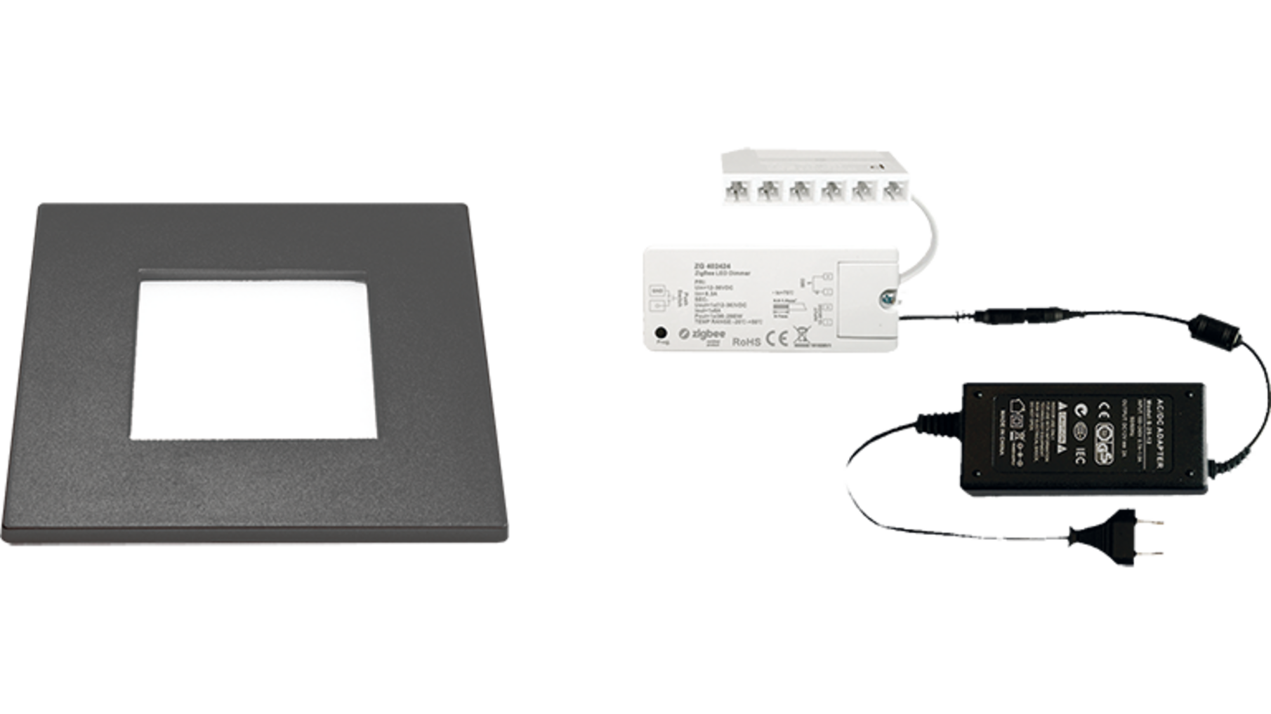 6x Quadrum mat zwart 12V + ZigBee ontvanger + Driver 24W