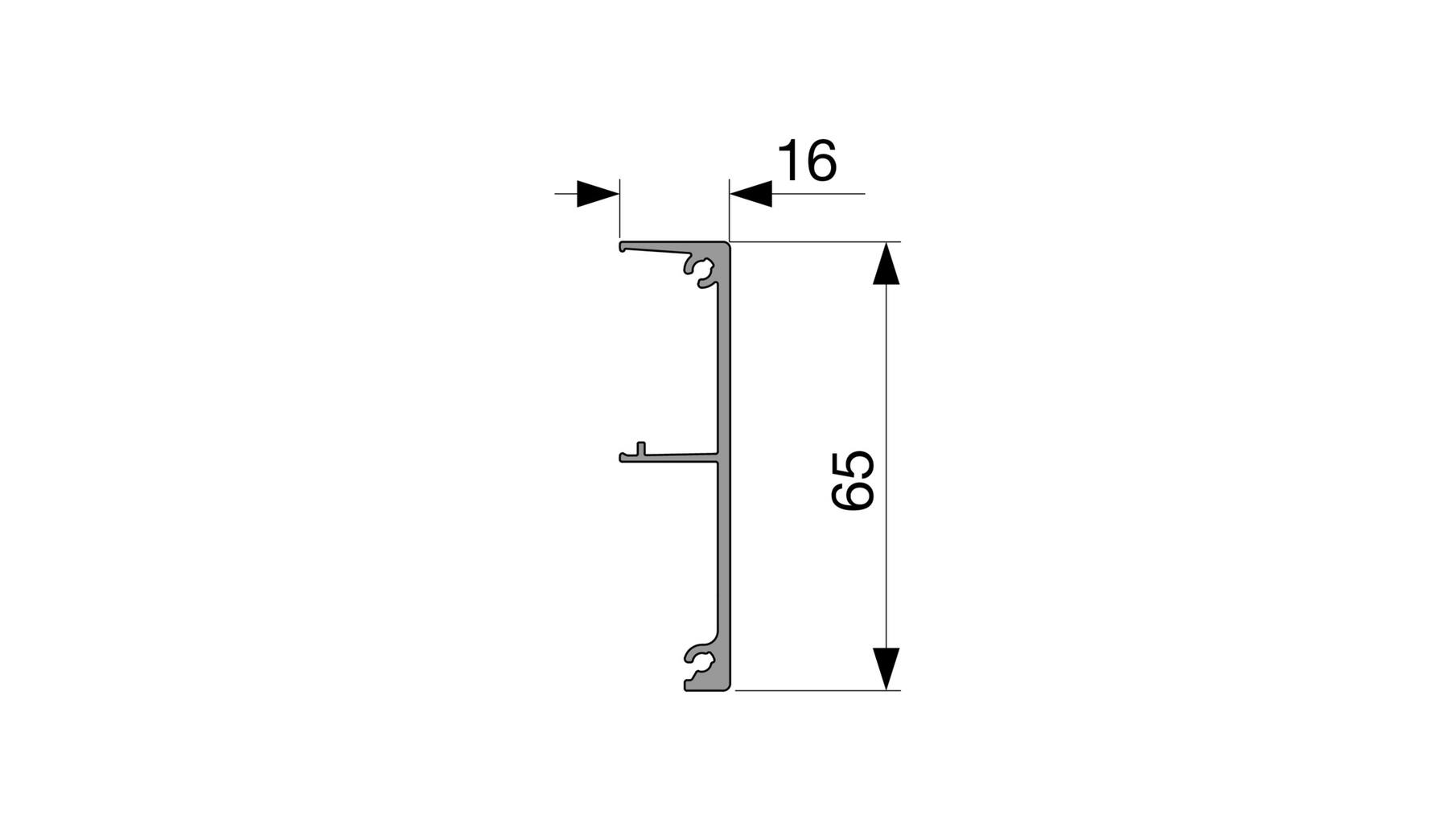 Spaceship afdekprofiel aluminium zilver, lengte 2050mm, 65mm