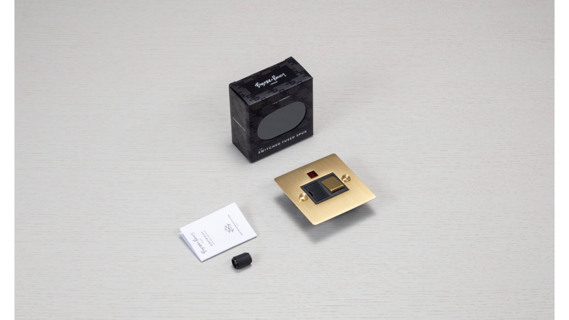 13A Dp Switched Fcu w/ Neon - Brass - Black Interior