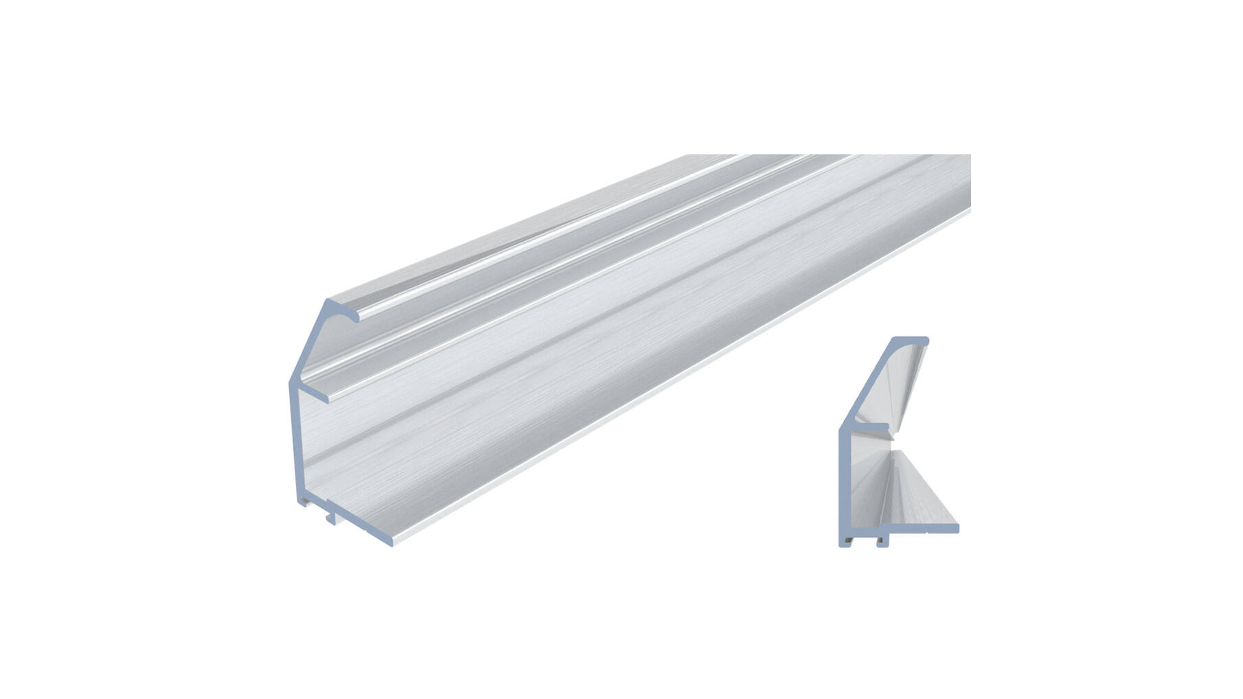 Ocean 1 greeplijst zilver, lengte 2500mm v/ 18mm