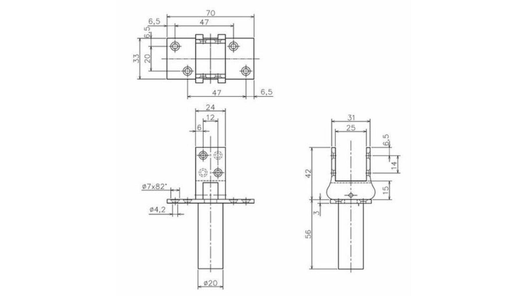 Hawgood scharnier 4500E, 25-30mm houtdikte