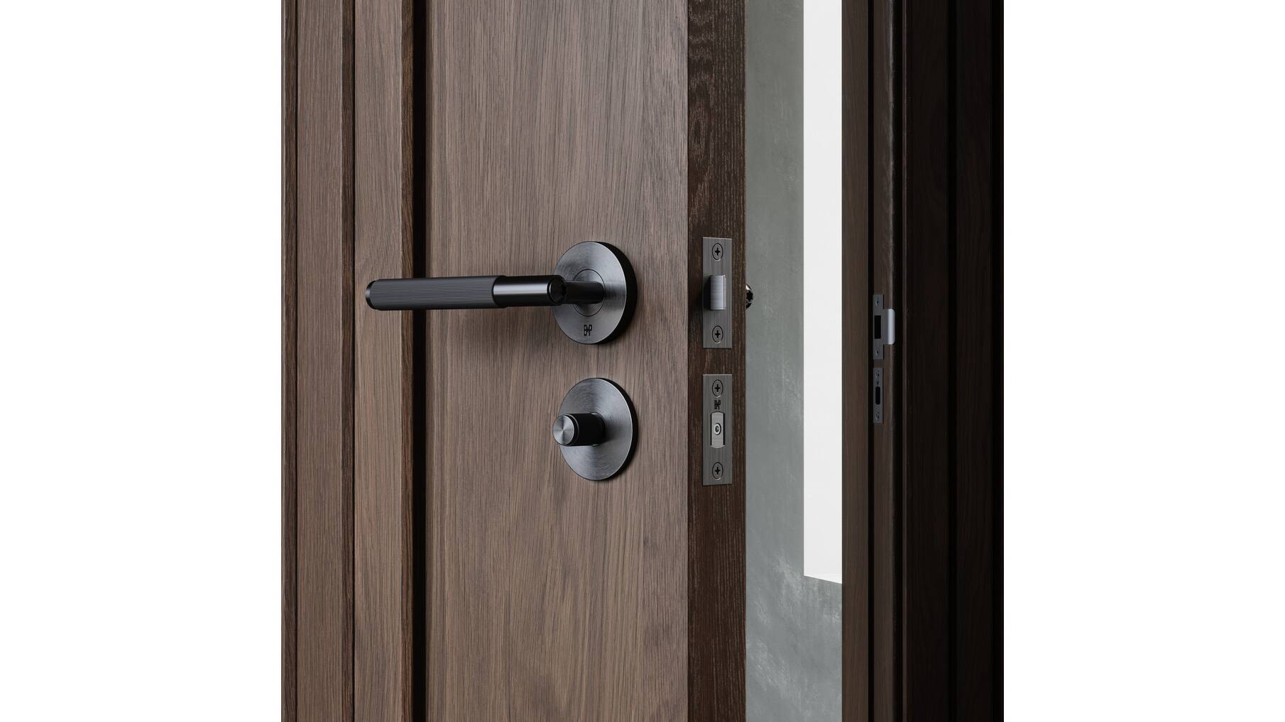 Door Handle Set/Linear/Welders Black
