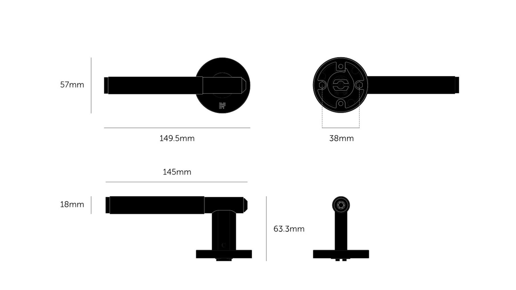 Door Handle Set/Linear/Welders Black