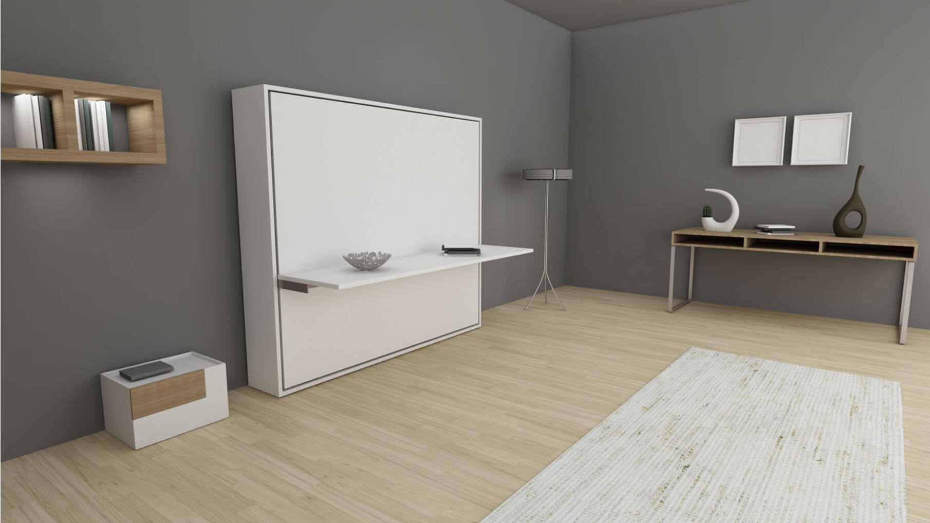 Opklapbed horizontaal CLICK O TOP met bureau, 142x202cm