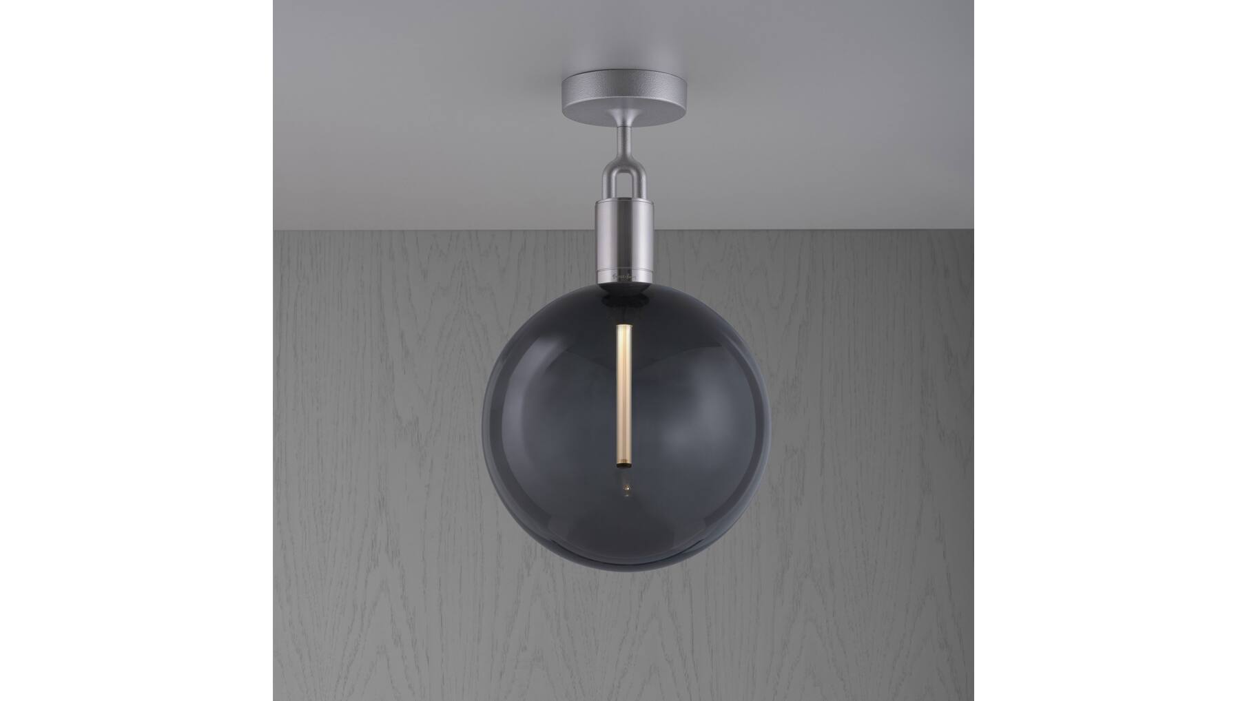 Forked Ceiling/Steel/Large Smoked Globe