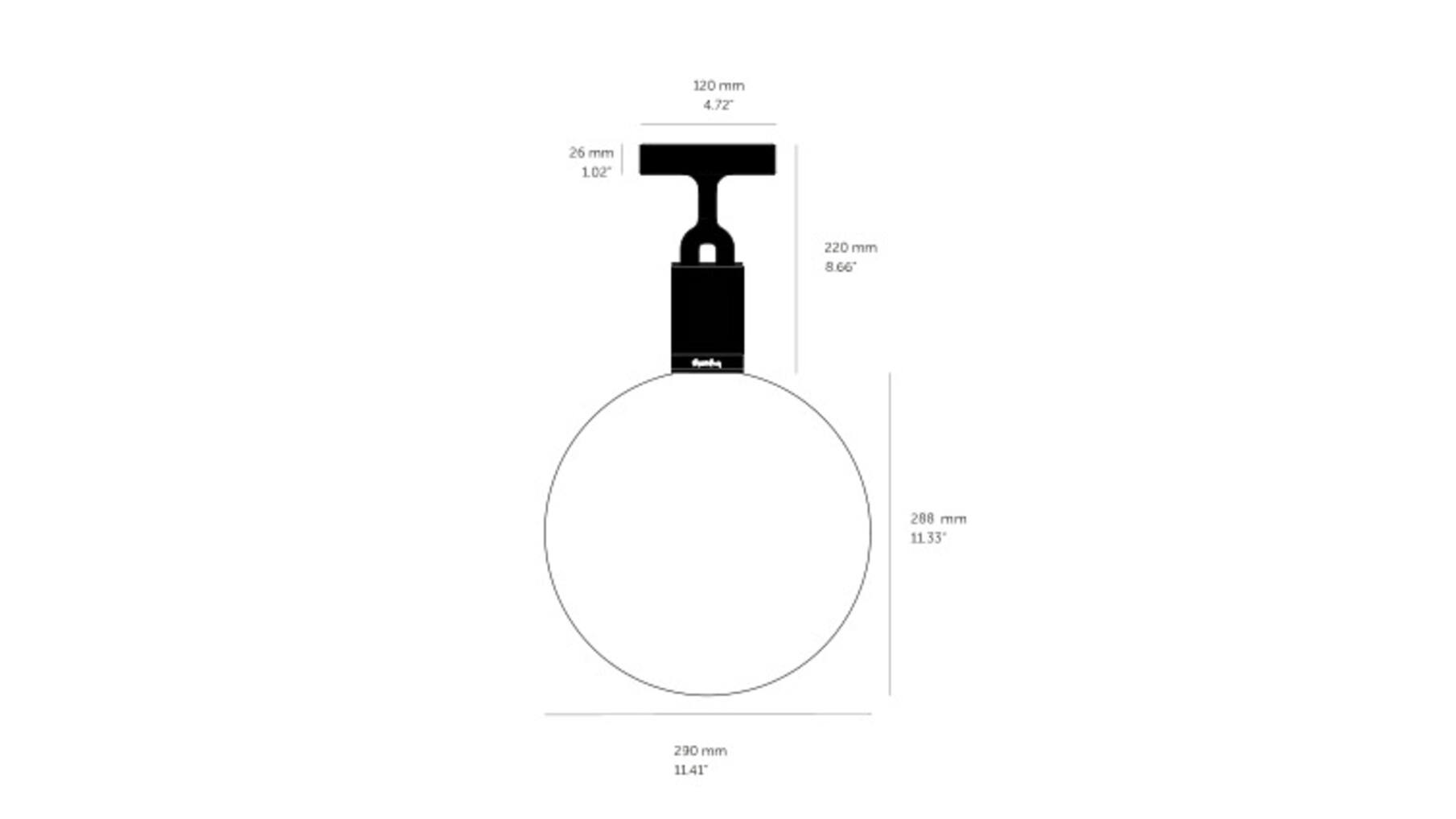 Forked Ceiling/Steel/Large Smoked Globe