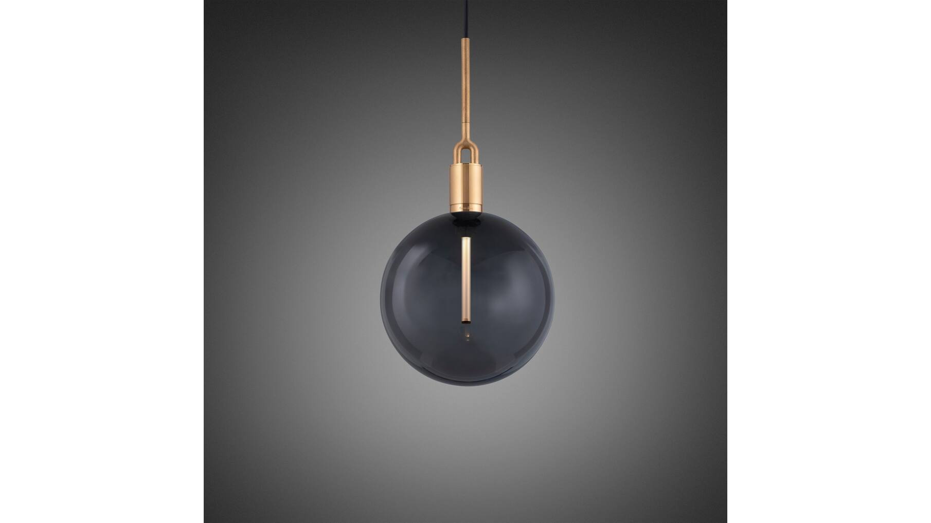 Forked Pendant/Brass/Large Smoked Globe