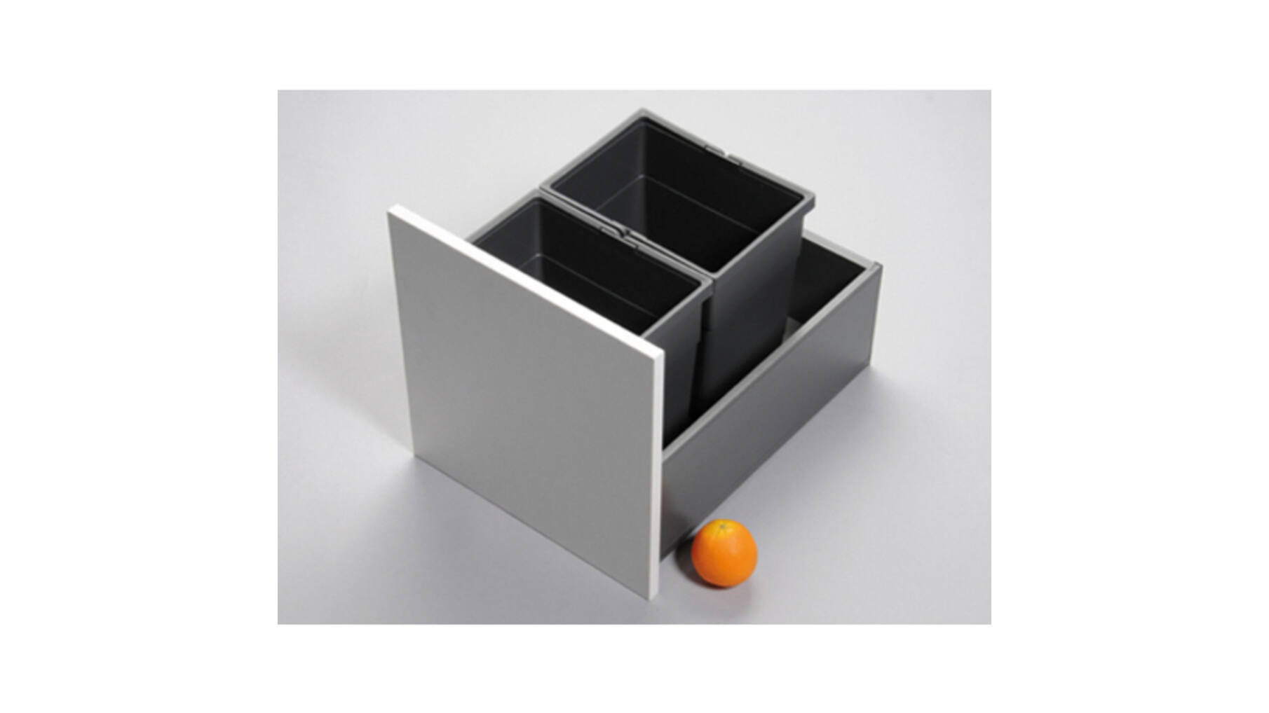 Afvalsortering v. Legrabox, grijs, 2 emmers 14L + draagplaat