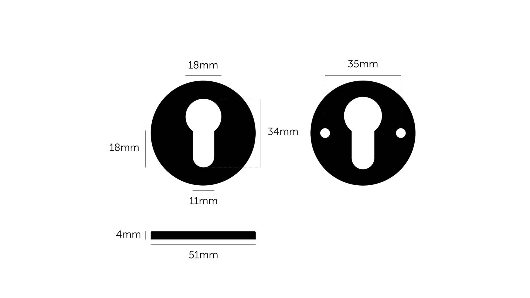 Escutcheon Plate/Euro Profile/Black