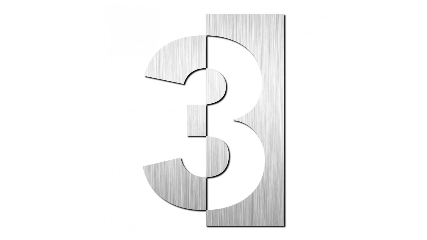 Huisnummer "3" hoogte 125mm, RVS geborsteld