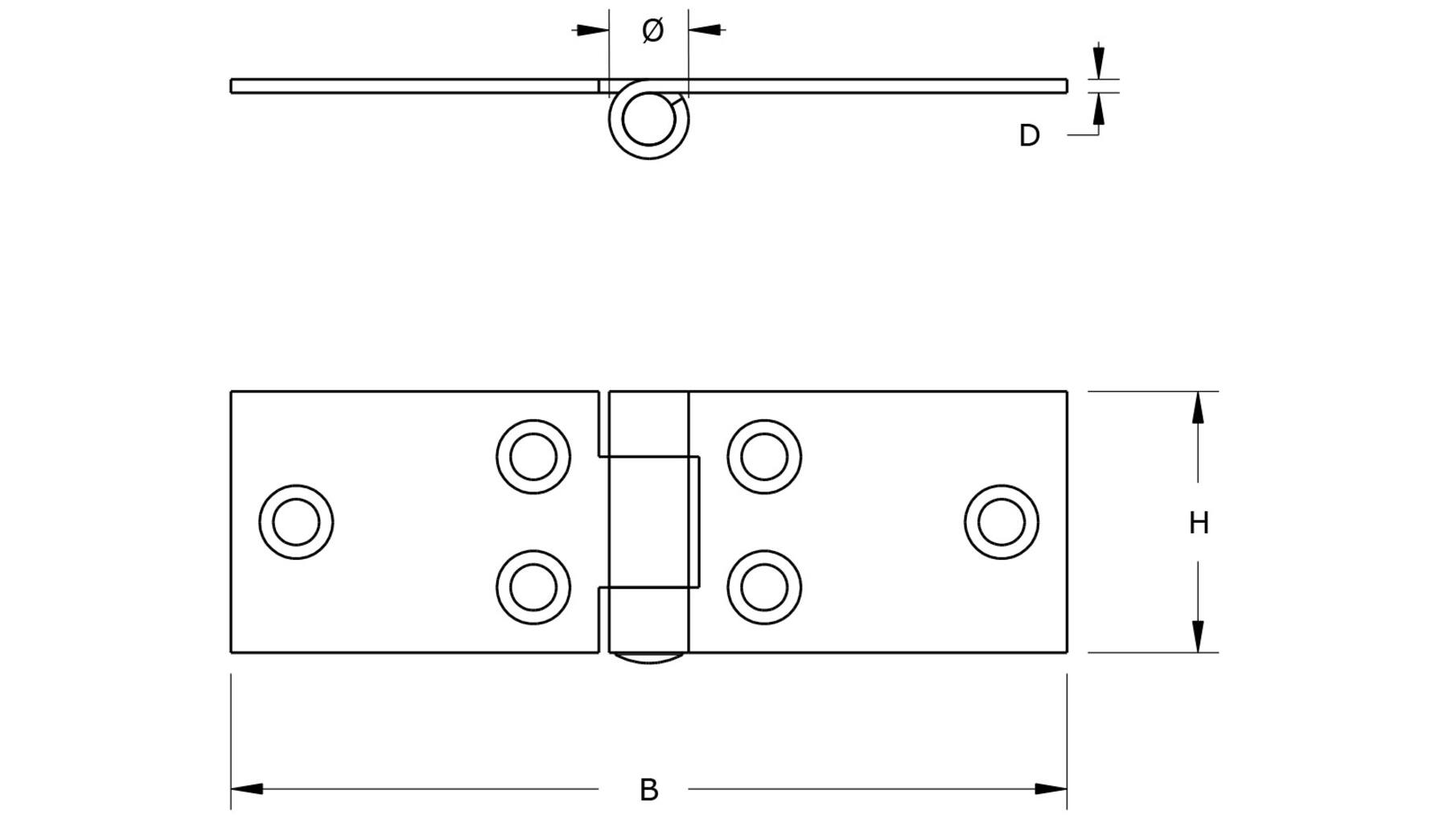 Klepscharnier 28x80x20mm verzinkt