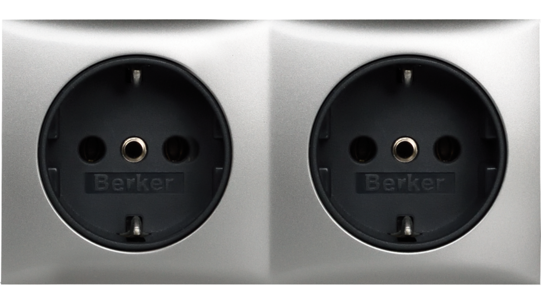 Berker dubbele wcd met r.a. inbouw zwart, afdekraam RVS-look