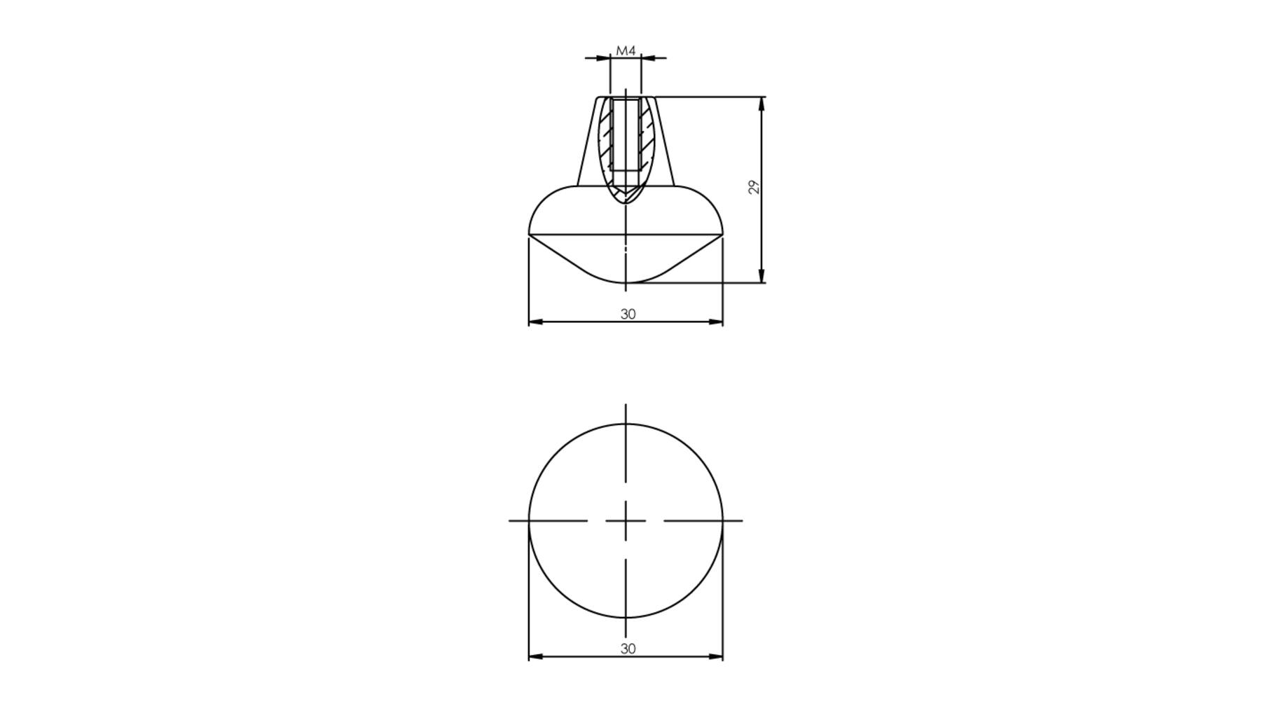 Meubelknop ø 30mm mat zwart
